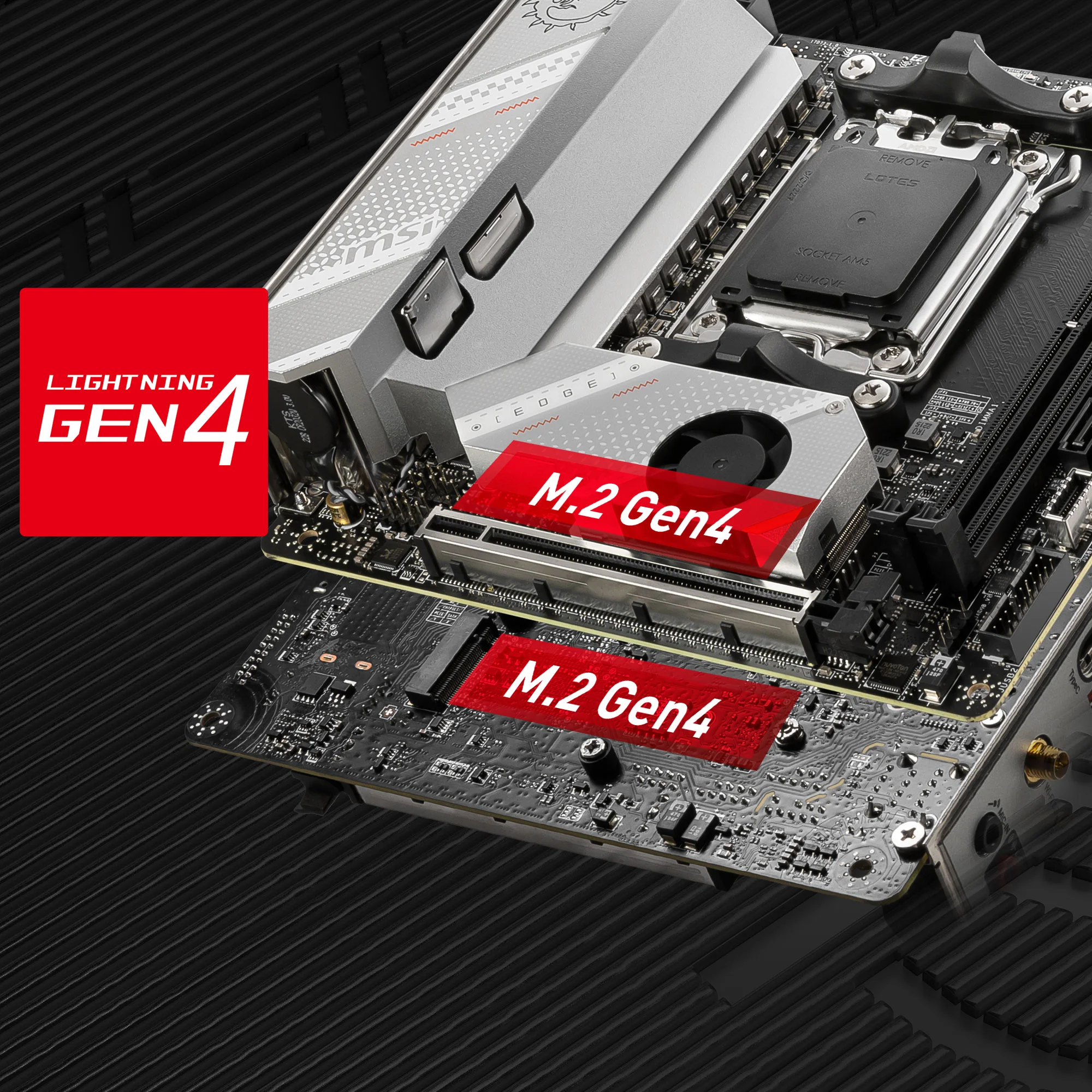 Document Gen4 M.2 Konnekt�rleri MPG B650I EDGE WIFI anakart, MSI'�n en yeni M.2 yuvalar�n