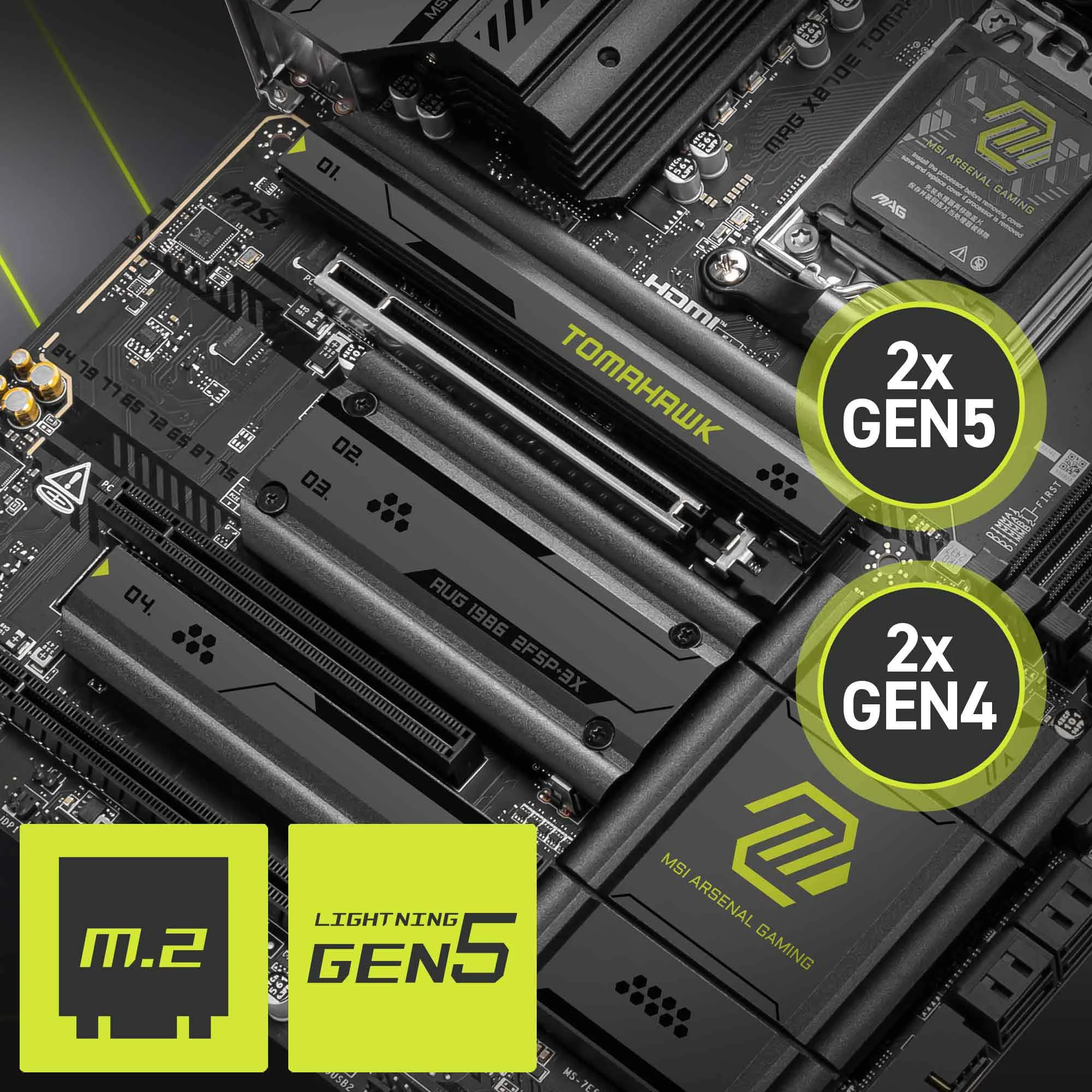 Document Gen5 M.2 Connector MAG X870E TOMAHAWK WIFI anakart MSI\'�n en yeni M.2 slotlar� i