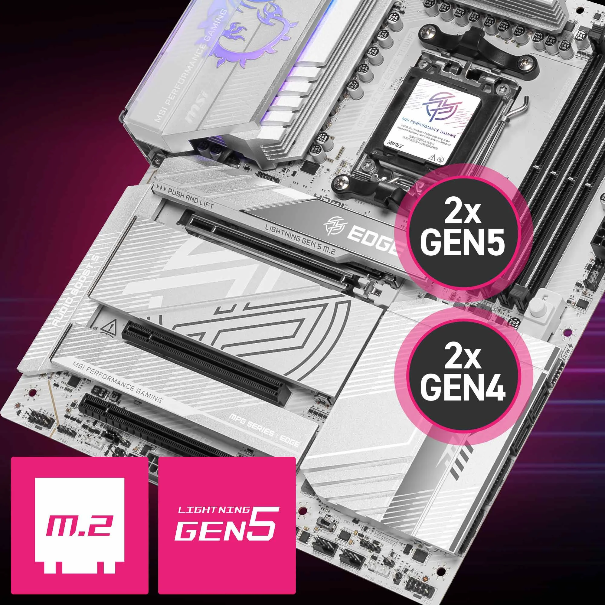 Document Gen5 M.2 Connector MPG X870E EDGE TI WIFI anakart MSI'�n en yeni M.2 slotlar� il