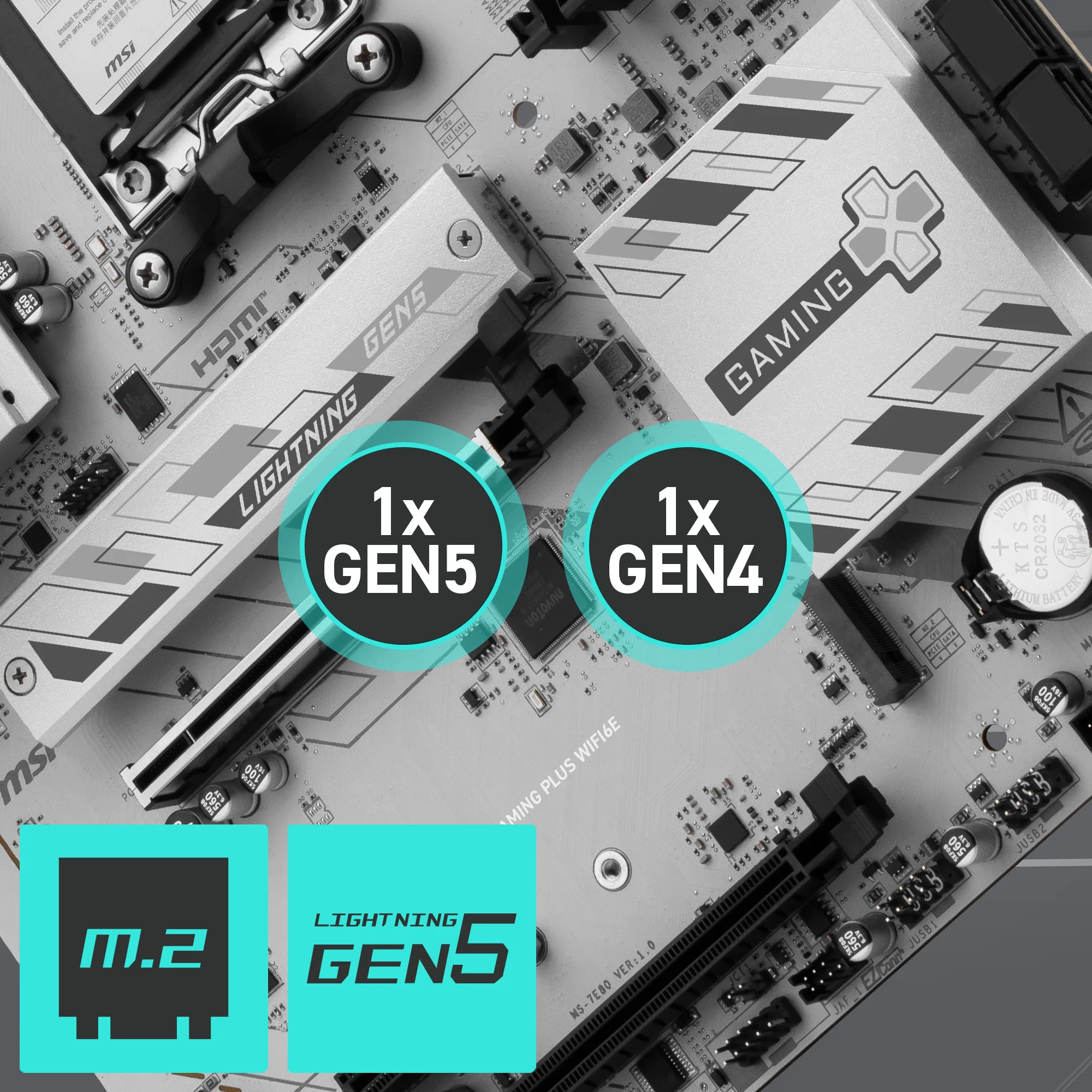 Document Gen5 M.2 Konnekt�r B850 GAMING PLUS WIFI6E anakart, MSI'�n M.2 slotlar� ile geli