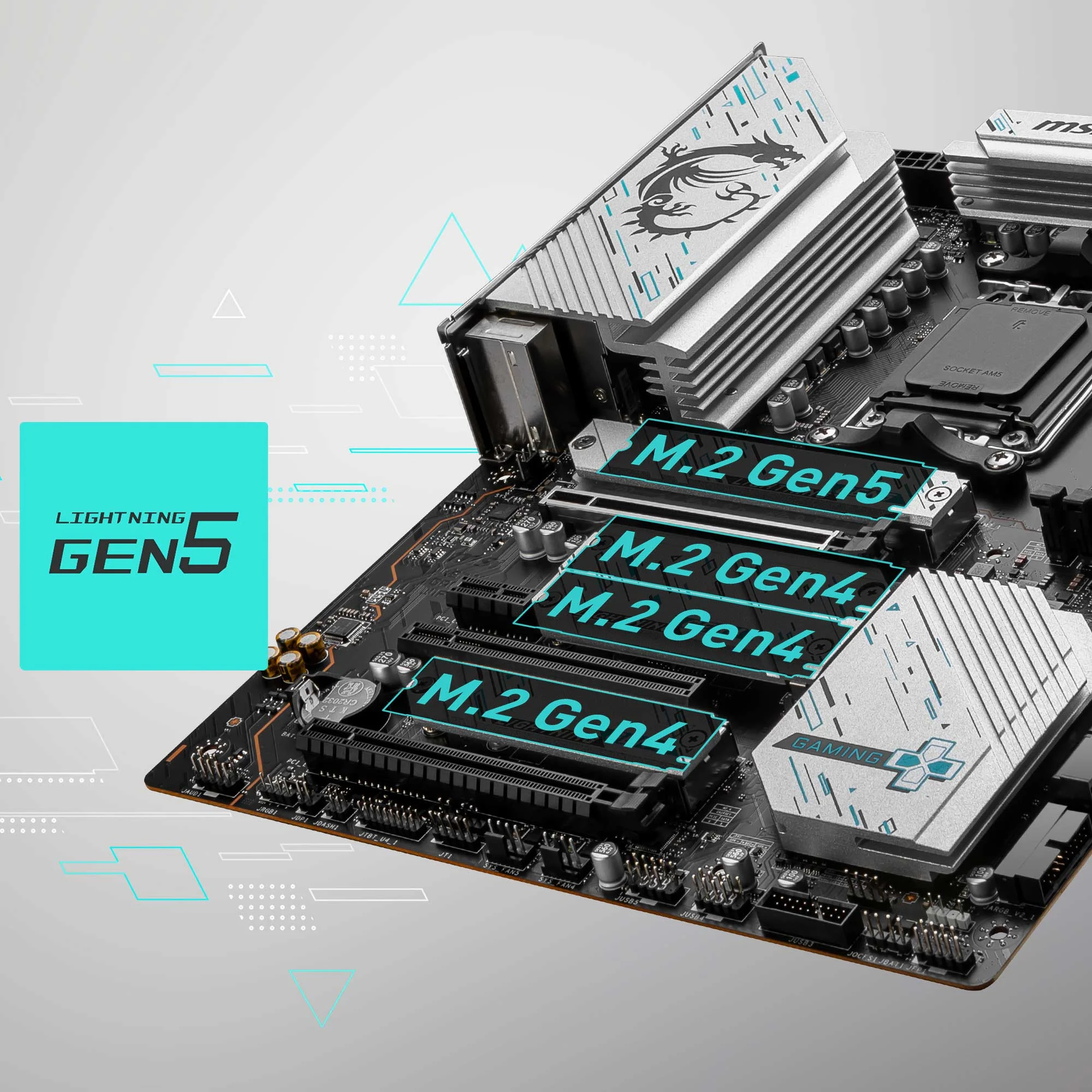 Document Gen5 M.2 Konnekt�rleri MAG X670E GAMING PLUS WIFI anakart MSI'�n Gen5 M.2 slotla