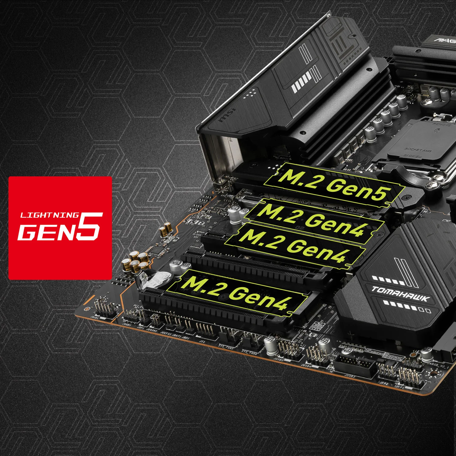 Document Gen5 M.2 Konnekt�rleri MAG X670E TOMAHAWK WIFI anakart MSI'�n Gen5 M.2 slotlar�