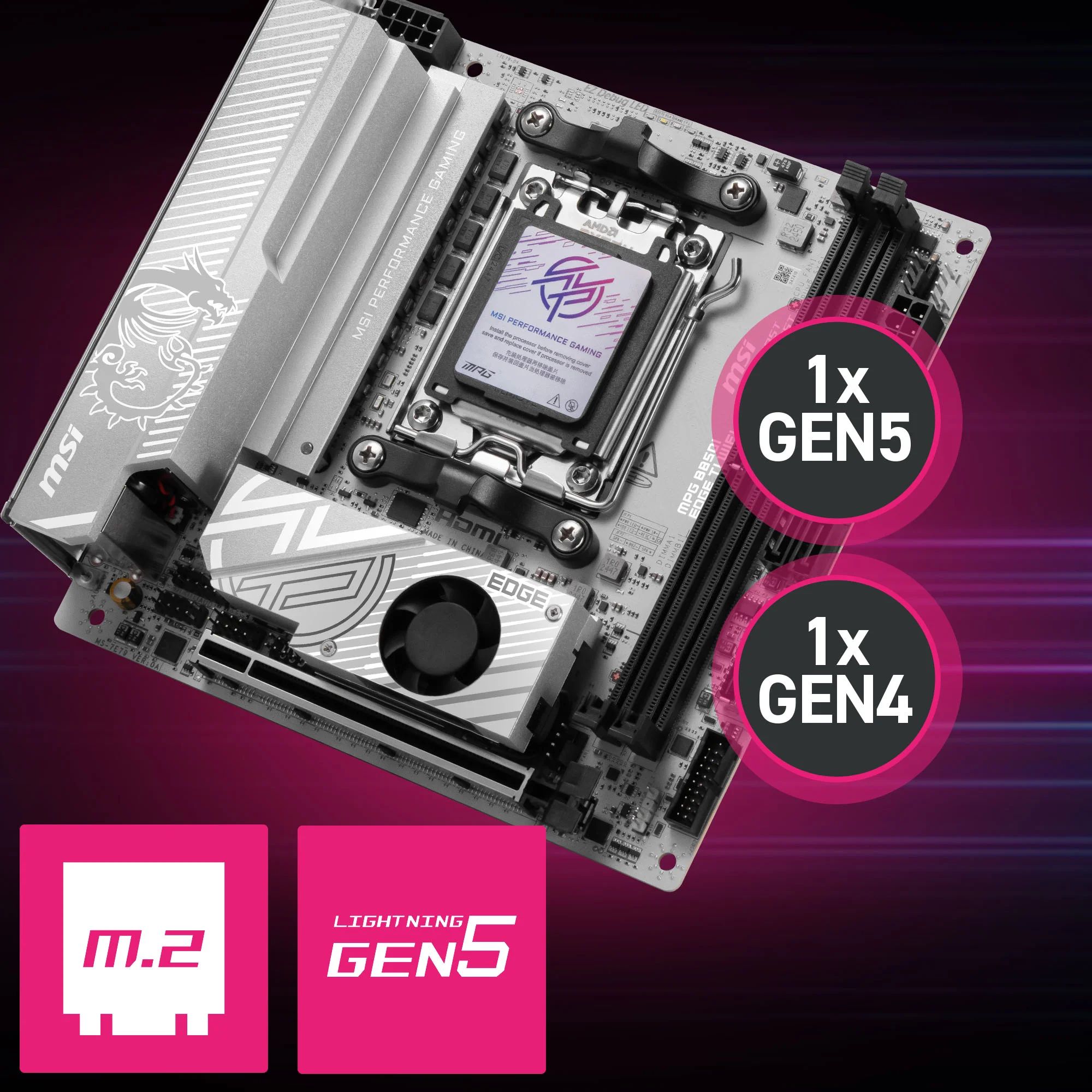 Document Gen5 M.2 Konnekt�r� MPG B850I EDGE TI WIFI anakart, MSI'�n M.2 slotlar� ile geli