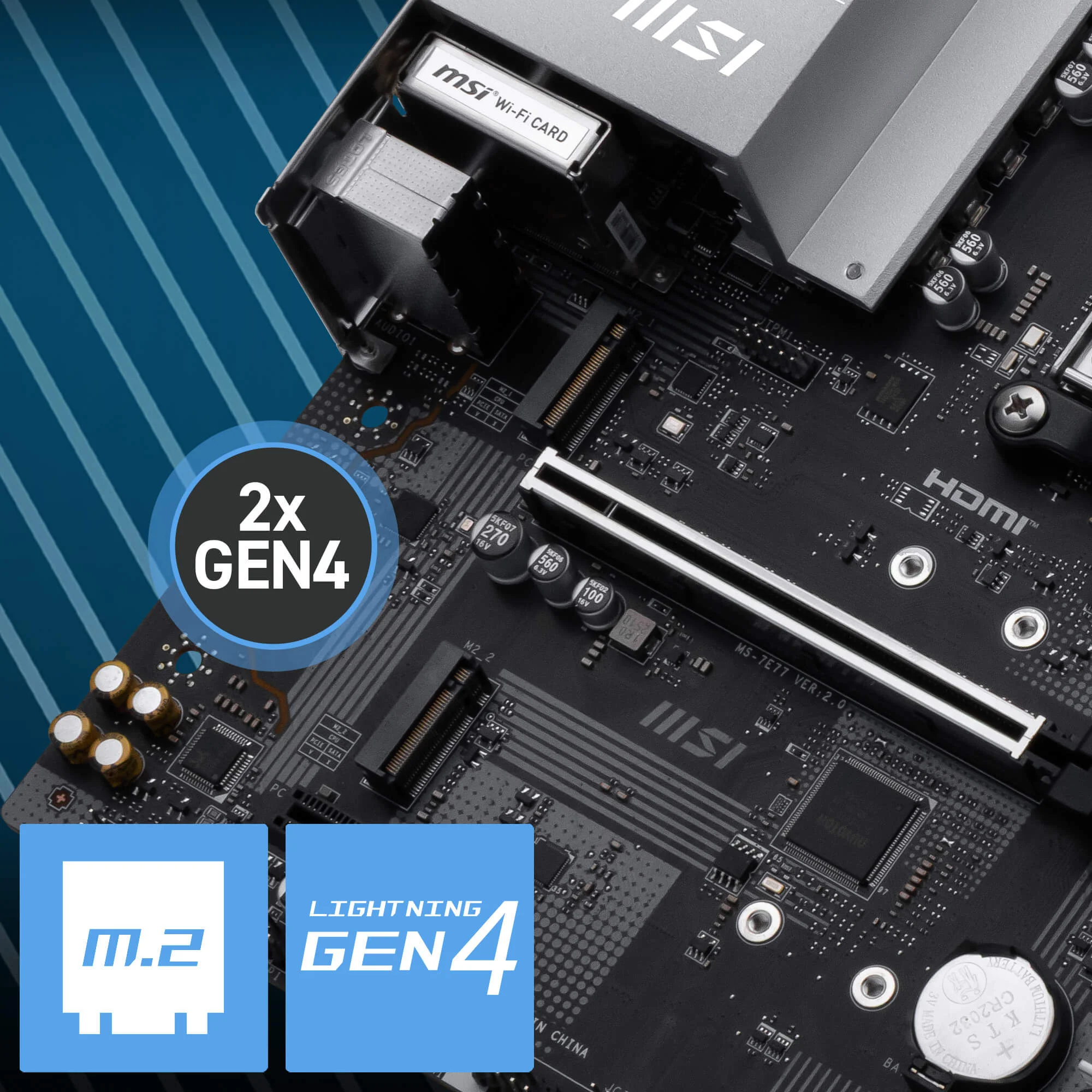 Document Gen5 M.2 Konnekt�r� PRO B840M-P WIFI6E anakart, MSI'�n M.2 slotlar� ile gelir: 2