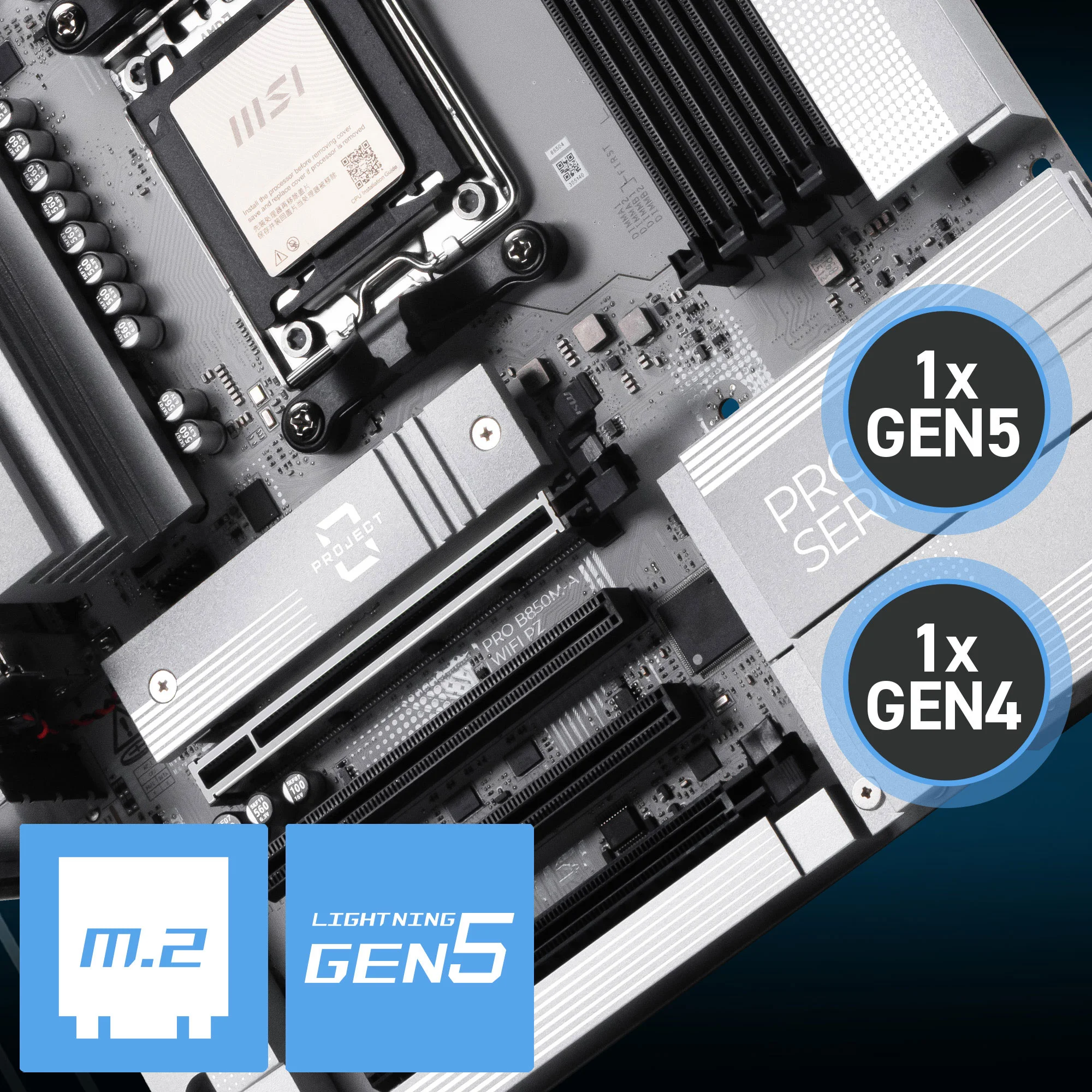 Document Gen5 M.2 Konnekt�r� PRO B850M-A WIFI PZ anakart, MSI'�n M.2 slotlar� ile gelir: