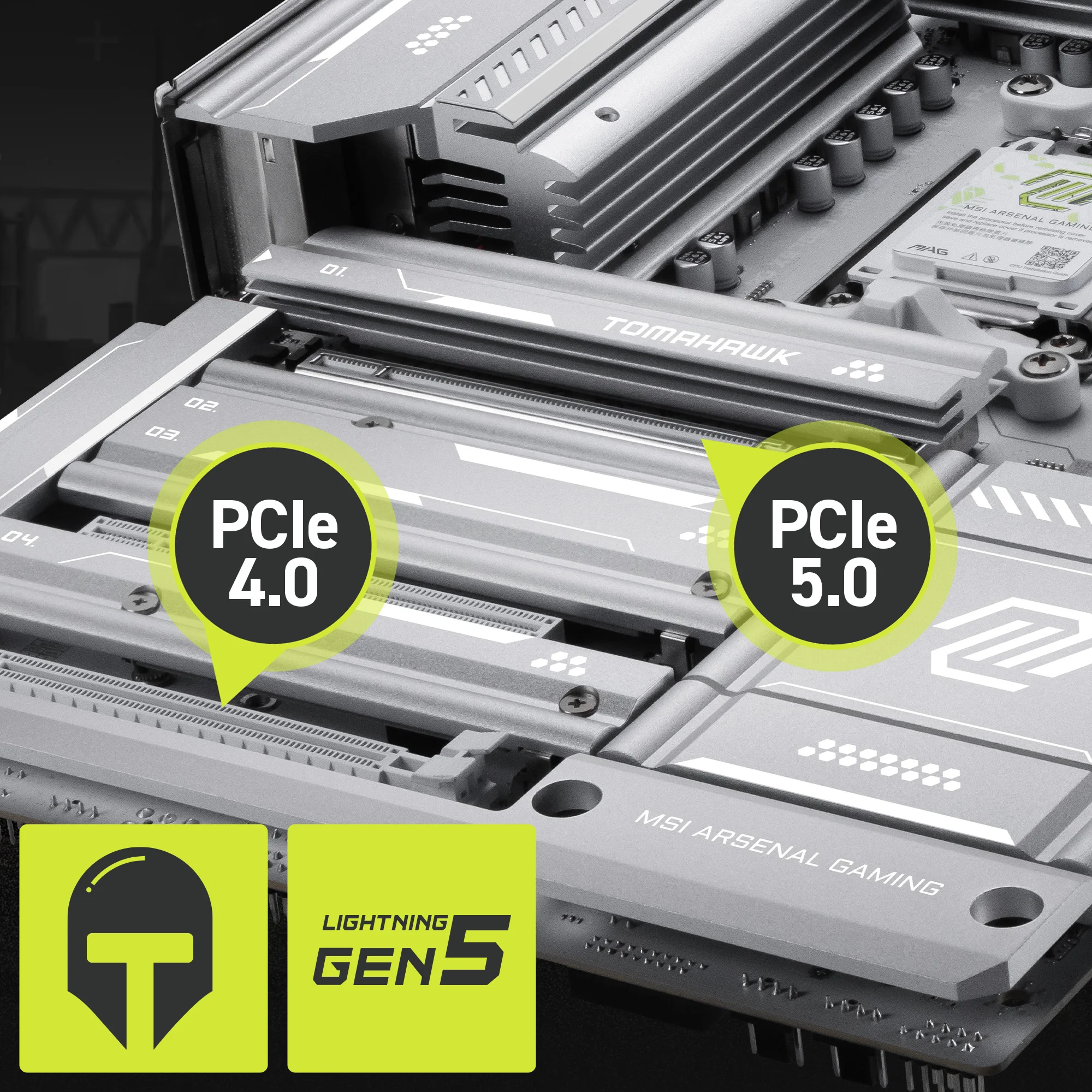 Document G��lendirilmi� PCIe 5.0 x16 Slotu MSI PCI Express Steel Armor slotu anakart �zer