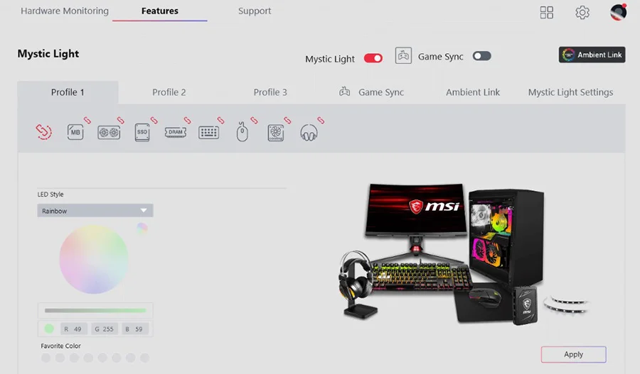 MSI MSI CENTER MSI yepyeni MSI Center, bir dizi MSI yaz�l�m yard�mc� program�n� tek