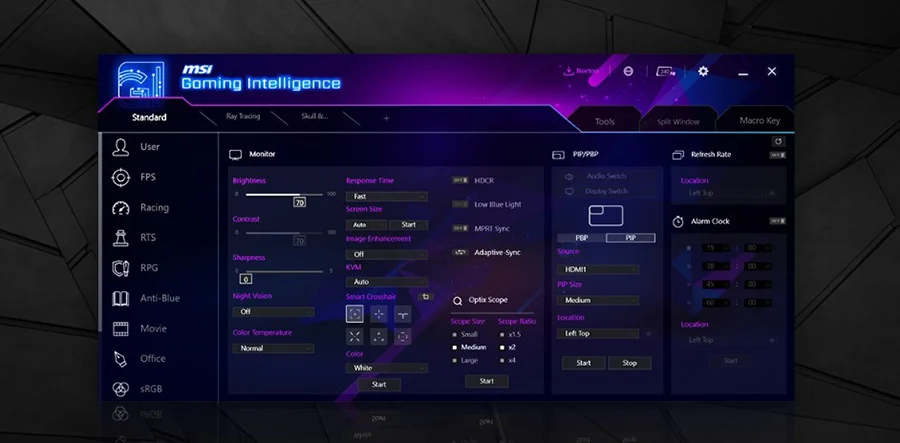 mpg 274urf qd gaming intelligence app avantajlari
