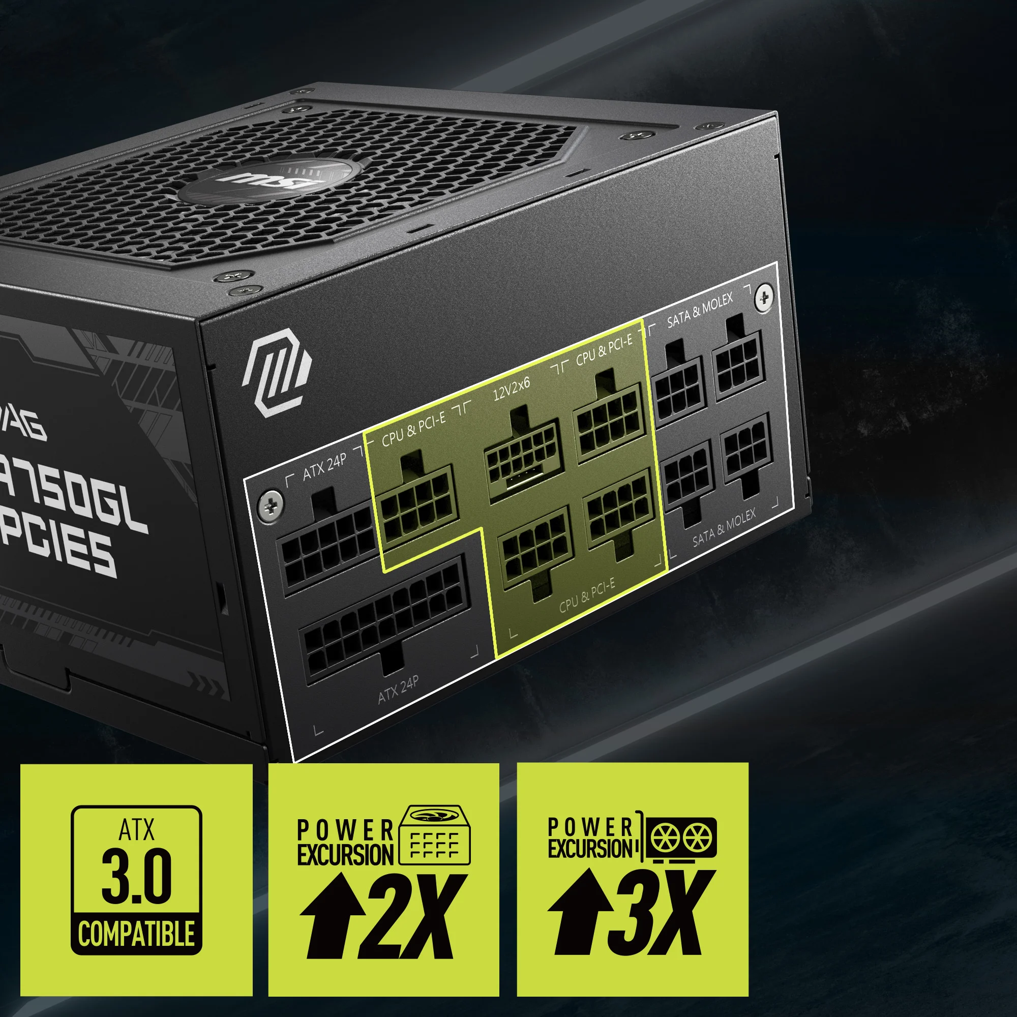 Document ATX 3.0 Uyumlu, tamamen mod�ler ATX 3.0 uyumlulu�u ile MAG A750GL PCIE5 g�� kayn