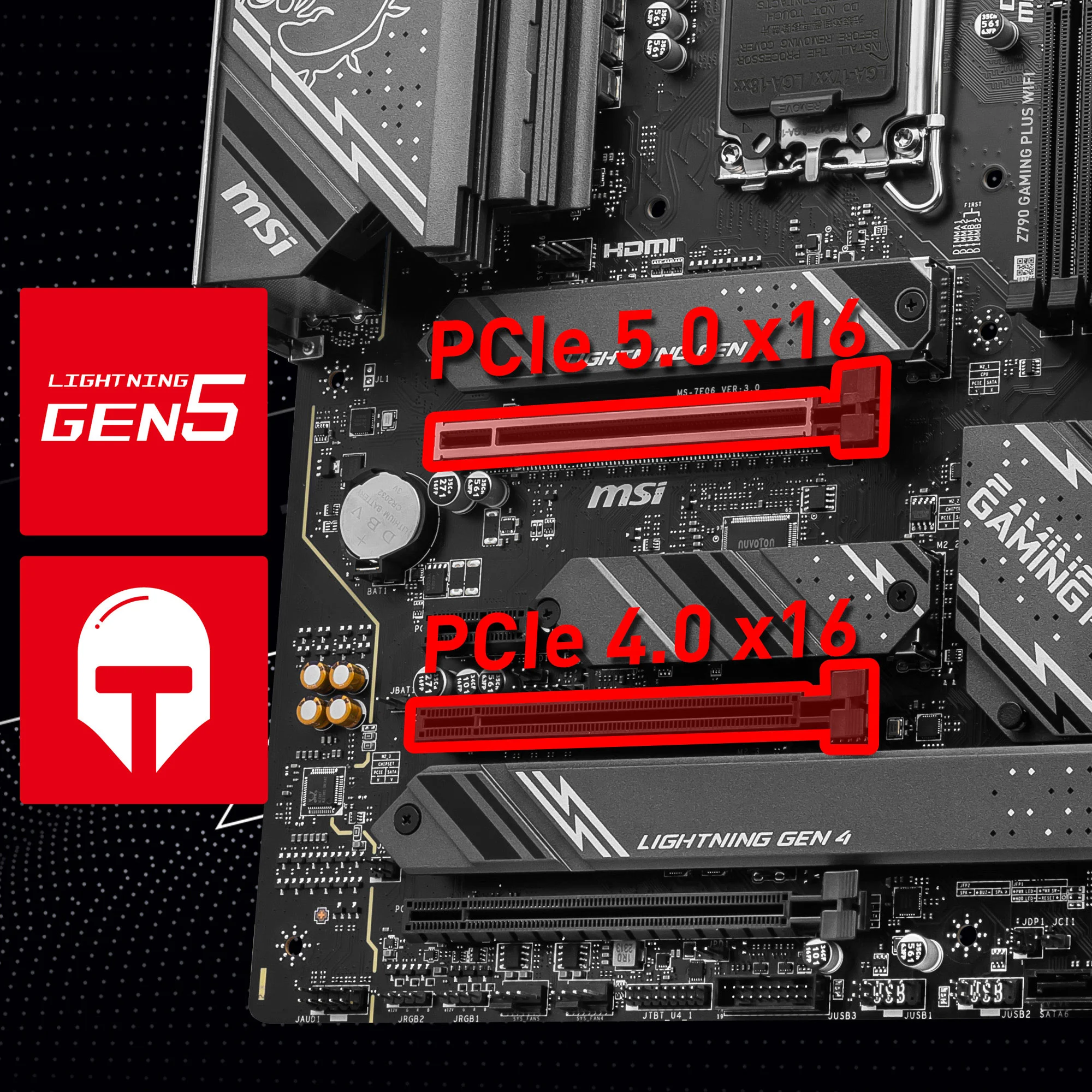 Document 1 x G��lendirilmi� PCIe 5.0 x16 Slot MSI PCI Express Steel Armor yuvalar�, a��r