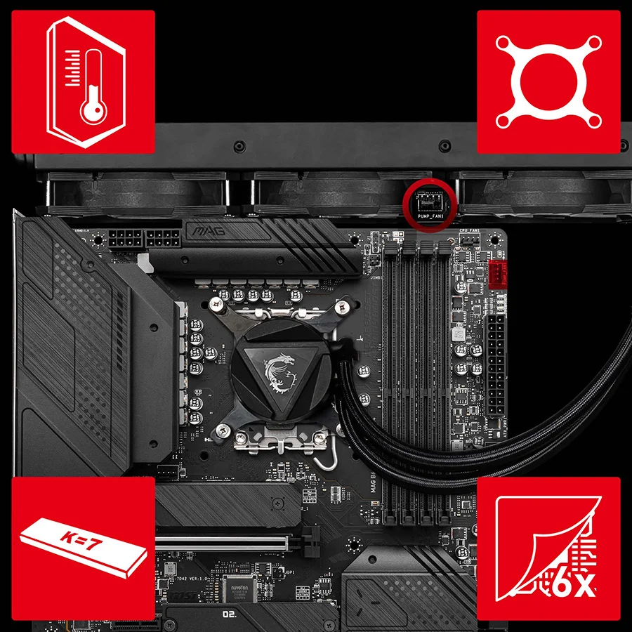 MAG B660M MORTAR DDR4 ENTEGRE SO�UTMA �ZELL�KLER� VRM So�utma: Geni�letilmi� heatsink ve 7W/mK termal