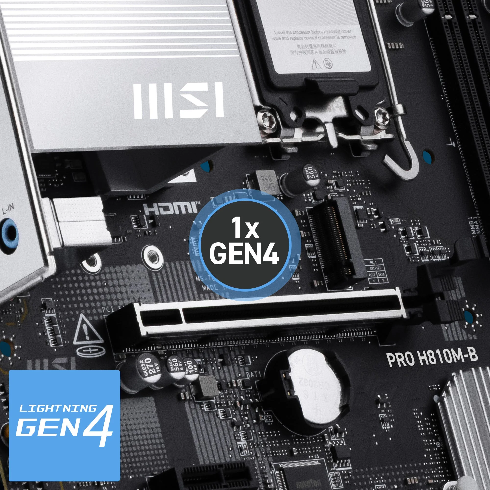 Document Gen4 M.2 Konnekt�r PRO H810M-B anakart, MSI'�n M.2 slotlar� ile gelir: 1 x Gen4