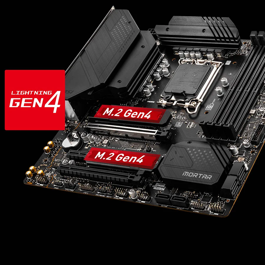 MAG B660M MORTAR DDR4 GEN4 M.2 KONNEKT�RLER� MAG B660M MORTAR DDR4 anakart, MSI'�n en yeni M.2 slotlar