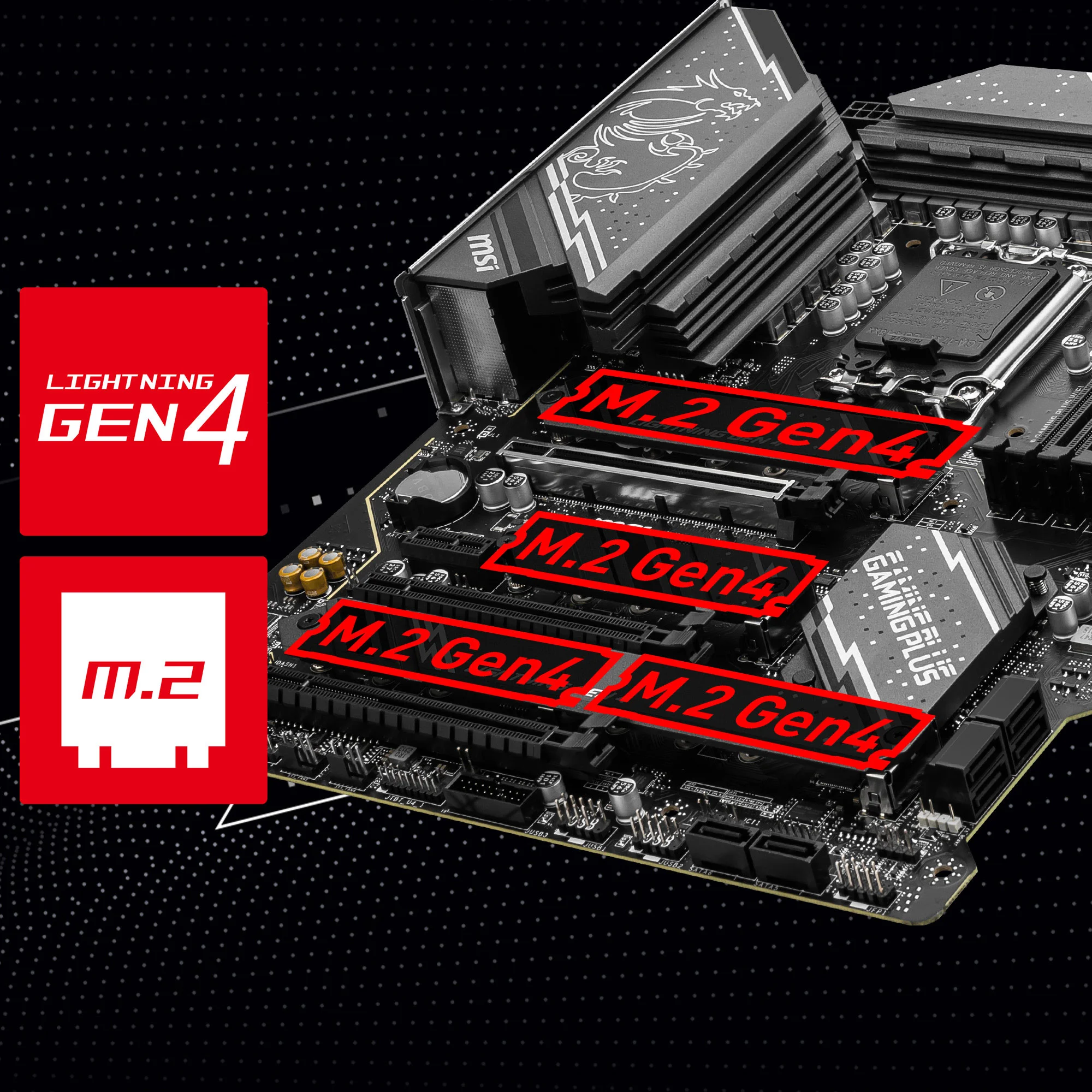 Document Gen4 M.2 Konnekt�rleri Z790 GAMING PLUS WIFI anakart, MSI'�n en yeni M.2 yuvalar