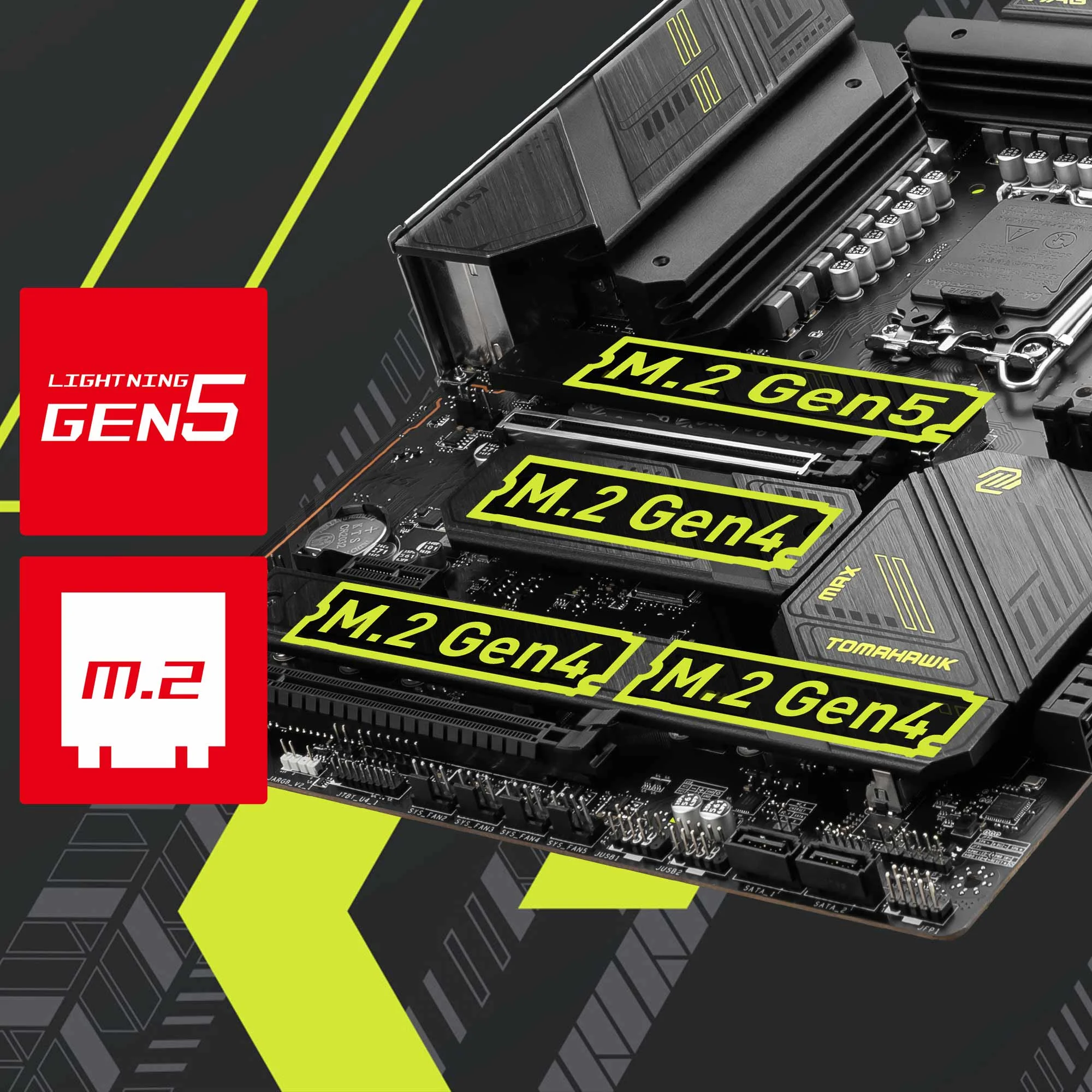 Document Gen5 & Gen4 M.2 Konnekt�rleri MAG Z790 TOMAHAWK WIFI anakart MSI'�n Gen4 M.2 slo