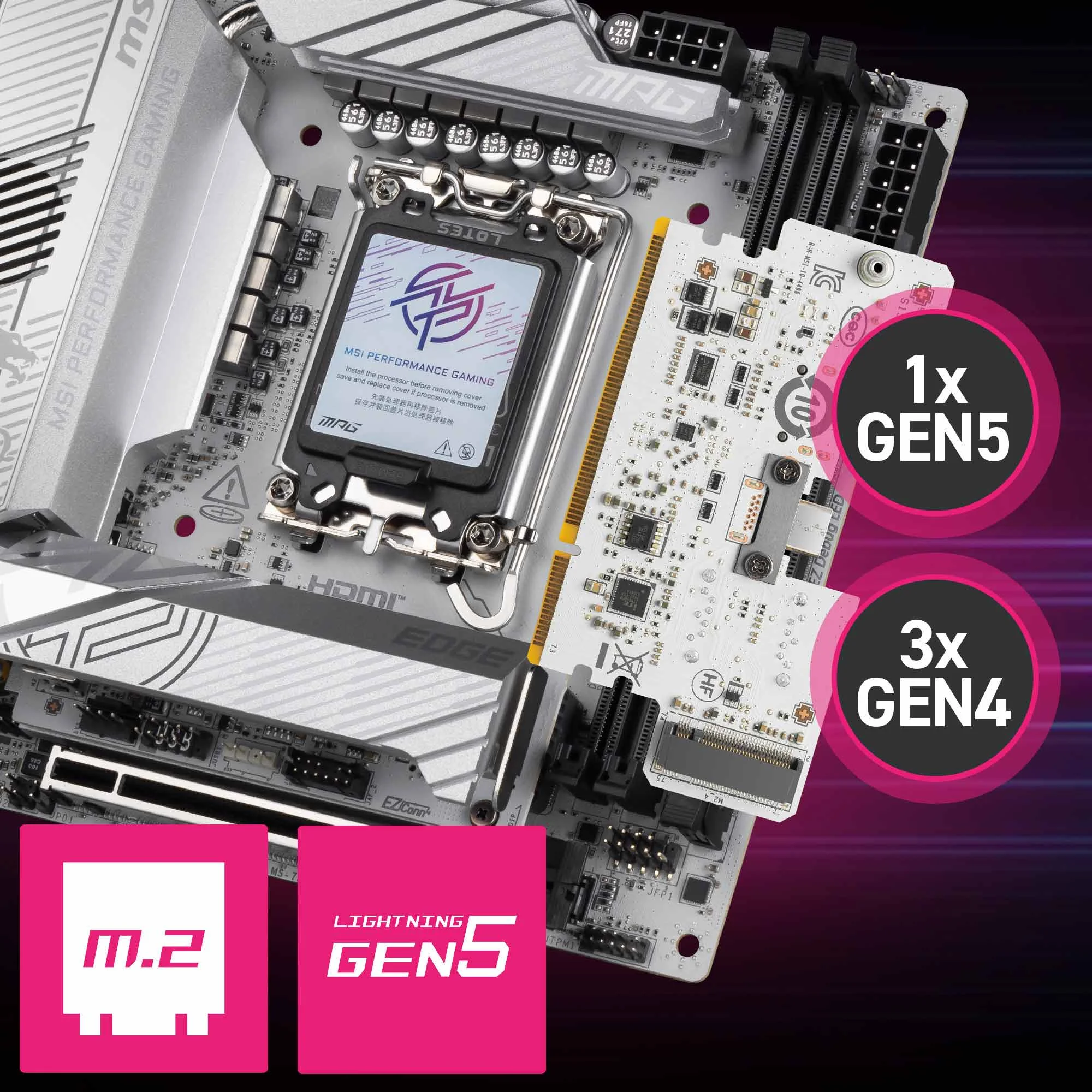 Document Gen5 M.2 Connector MPG Z890I EDGE TI WIFI anakart MSI'�n en yeni M.2 slotlar� il