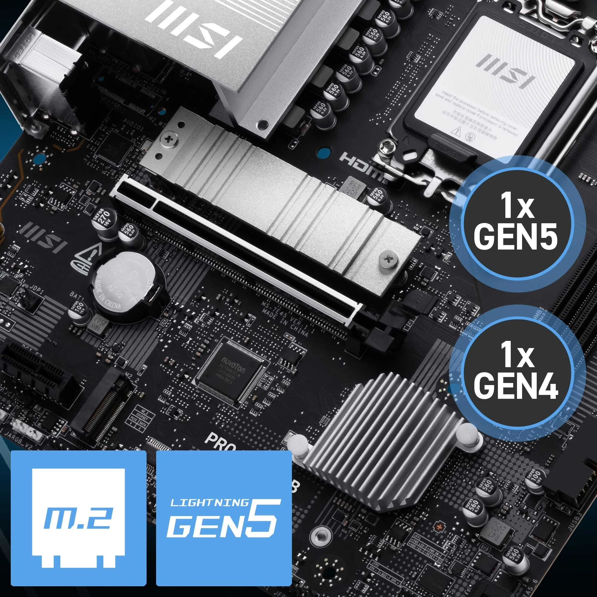 Document Gen5 M.2 Connector PRO B860M-B anakart MSI'�n en yeni M.2 slotlar� ile gelir 1 x