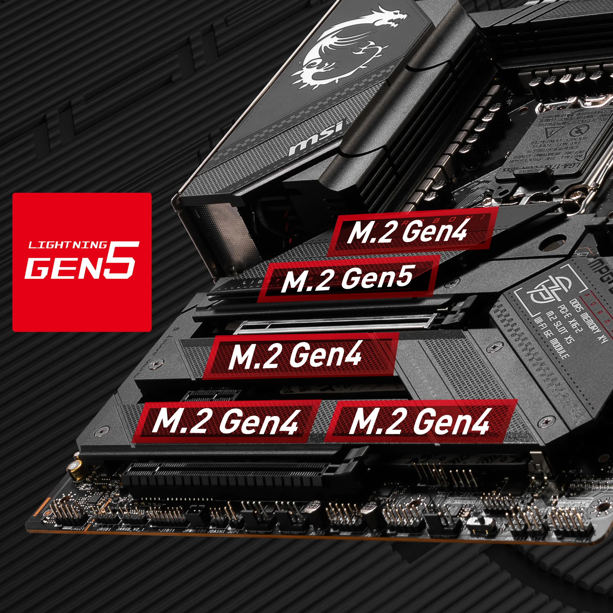 Document Gen5 M.2 Konnekt�rleri MPG Z790 CARBON WIFI anakart, MSI'�n en yeni M.2 yuvalar�