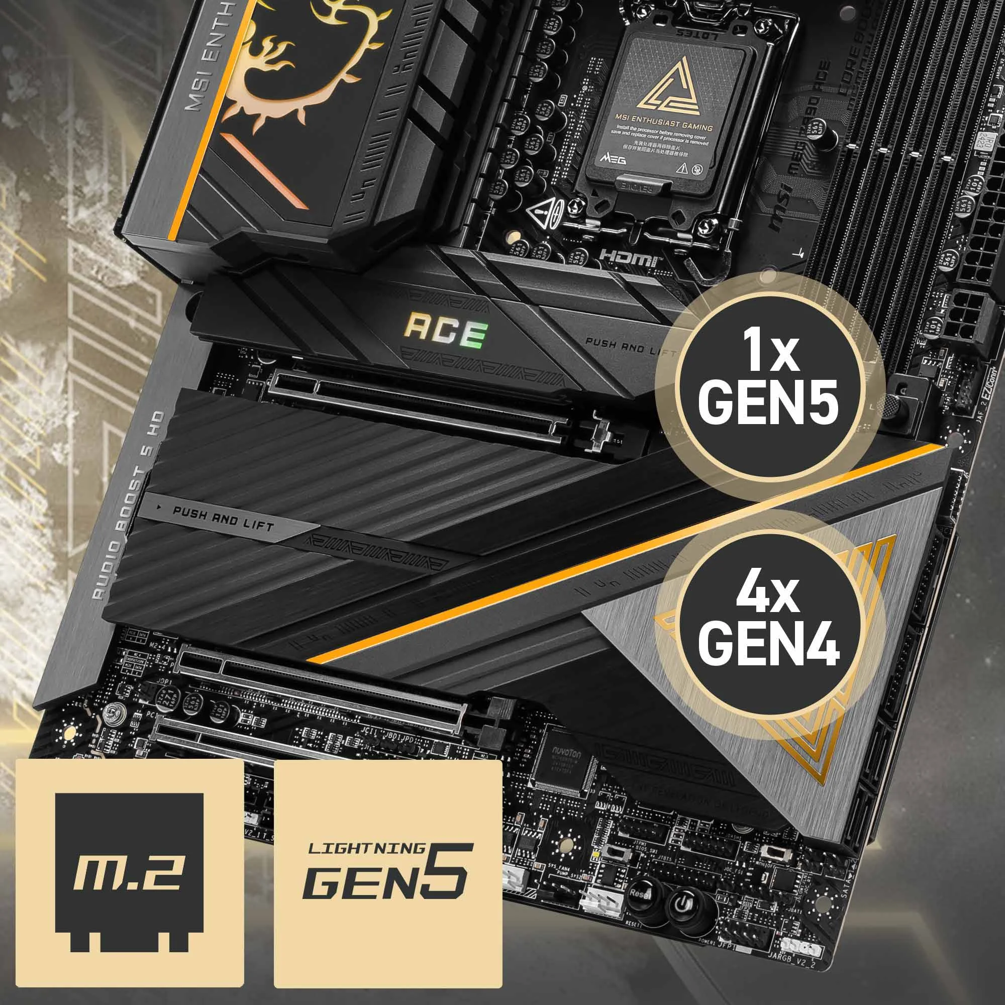 Document Gen5 M.2 Konnekt�r� MEG Z890 ACE anakart MSI'�n en yeni M.2 slotlar� ile gelir: