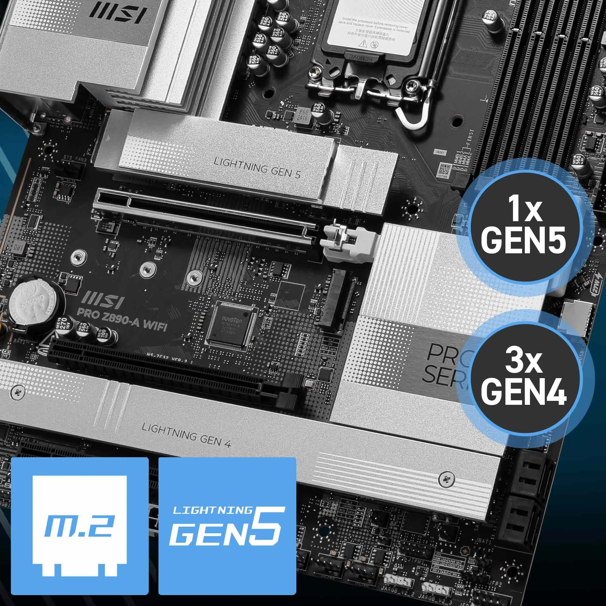 Document Gen5 M.2 Konnekt�r� PRO Z890-A WIFI anakart MSI'�n en yeni M.2 slotlar� ile geli