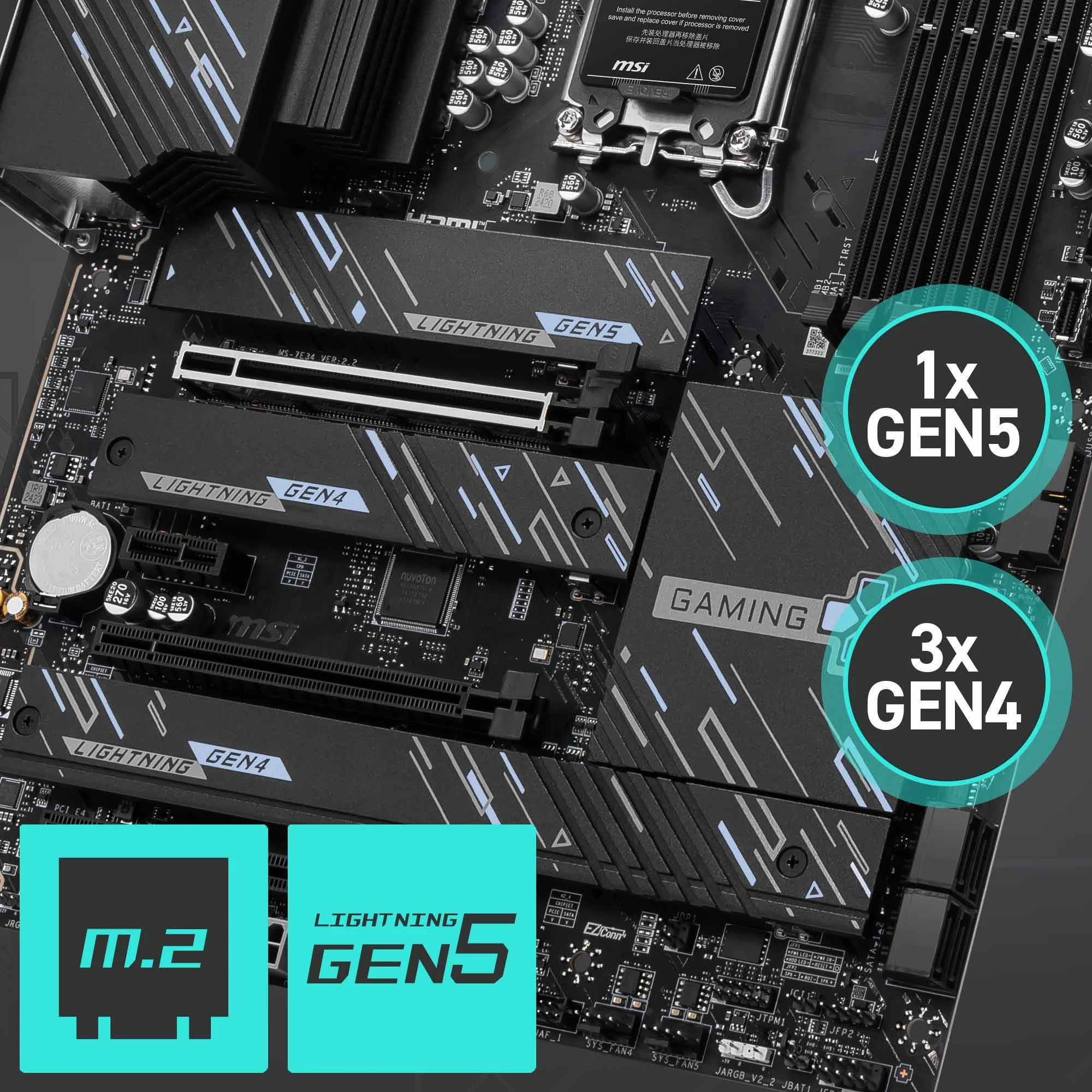 Document Gen5 M.2 Konnekt�r� Z890 GAMING PLUS WIFI anakart MSI'�n en yeni M.2 slotlar� il