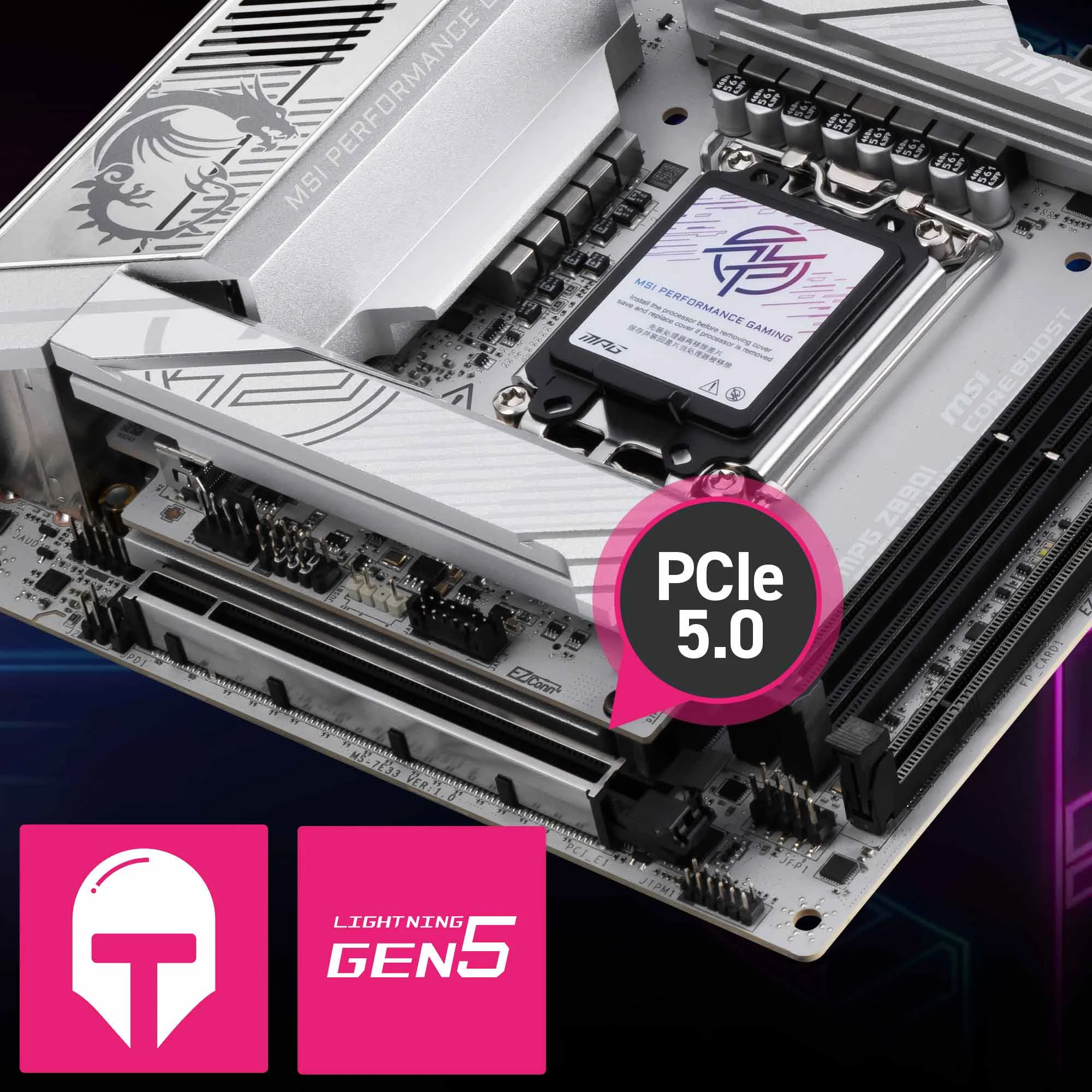 Document G��lendirilmi� PCIe 5.0 x16 Slot MSI PCI Express Steel Armor yuvalar�, a��r graf