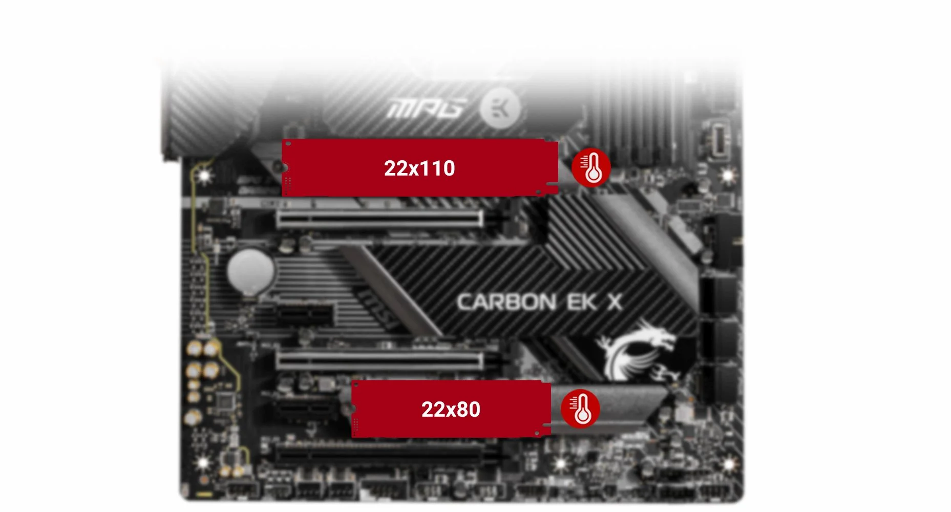 MPG Z490 CARBON EK X MSI MPG Z490 CARBON EK X TWIN TURBO M.2 and M.2 SHIELD FROZR