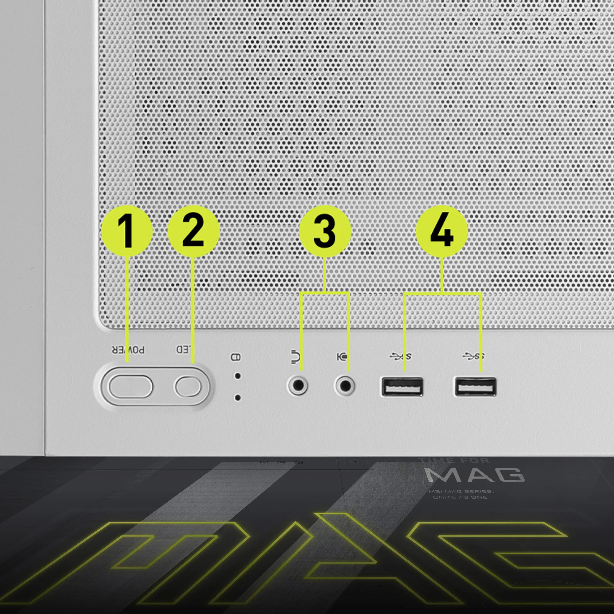Document �n G/� Paneli 1. Power D��mesi 2. LED D��mesi 3. Ses/Mikrofon 4. 2 x USB 3.2 Gen