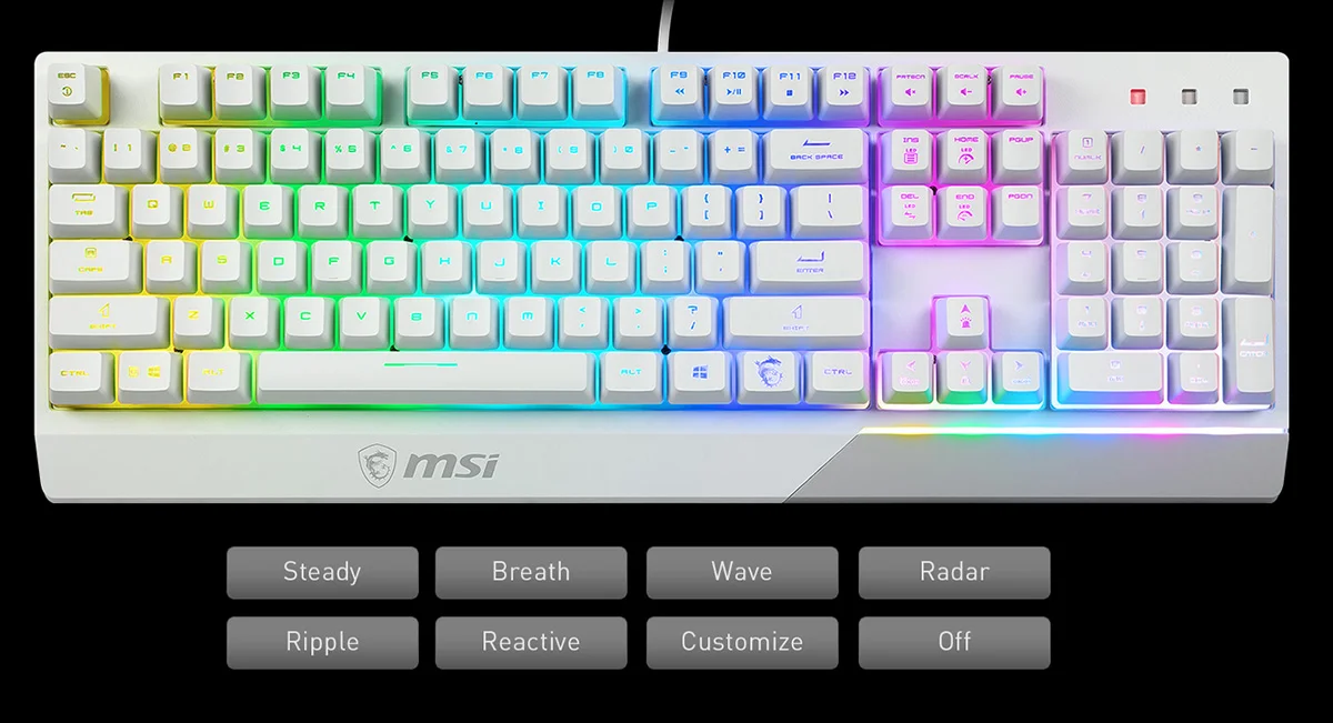 GK30 combo white msi gk30 white keyboard rgb effects