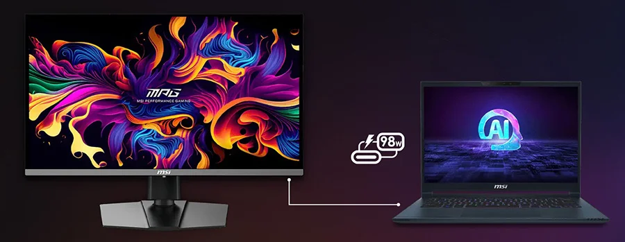 MPG 272URX QD-OLED mpg 272urx qd oled baglantilar type c baglantili monitor
