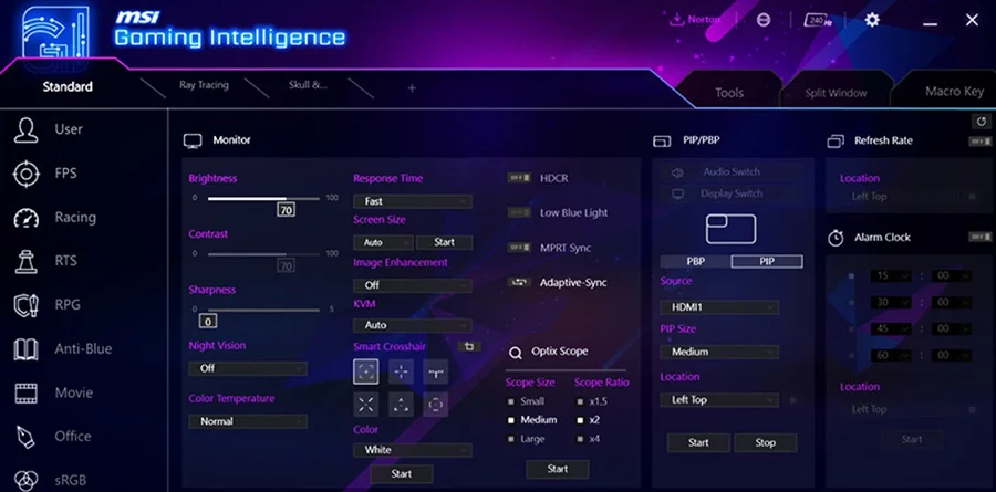 MPG 321CURX QD-OLED mpg 321curx qd oled gaming intelligence app avantajlari