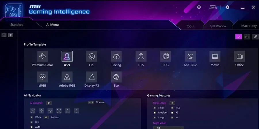 MPG 341CQR QD-OLED X36 mpg 341cqr qd oled x36 ai navigator ai menu