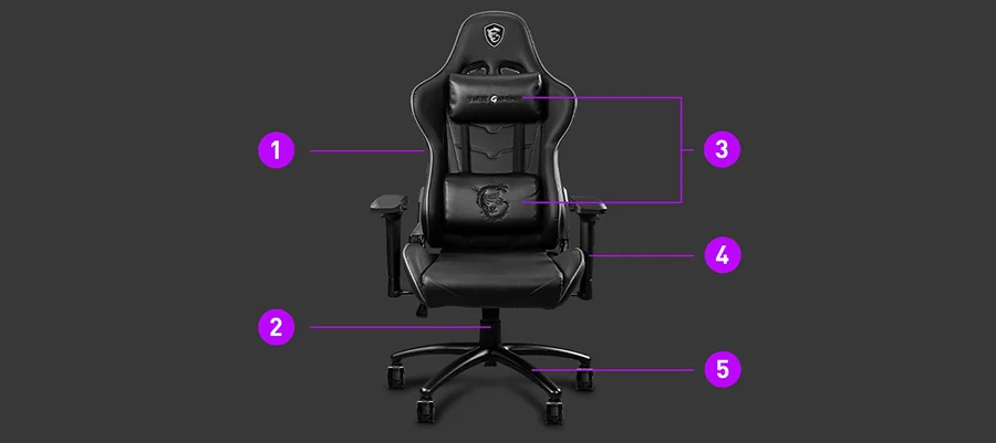 MSI 1.�elik iskelet deste�i 2.Class 4 y�kseltme pistonu 3.Ba� ve bel yast�klar� 4.Cl