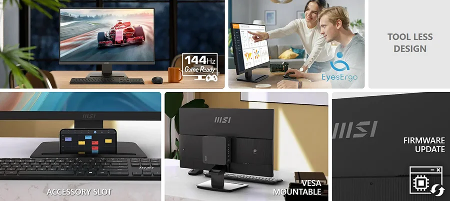 pro mp241 e14v 144 hz game ready eyes ergo alet gerektirmez vesa montaj destegi aksesuar yuvasi firmware guncellemeleri