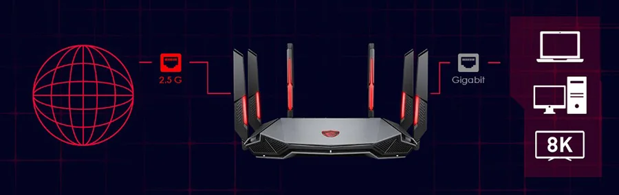 MSI MULTI-GIGABIT PORTU VE ESNEK AYARLAR 2.5 G WAN - 2.5 G LAN 1 adet 2.5 Gigabit po