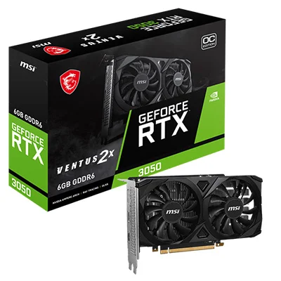 MSI GeForce RTX 3050 VENTUS 2X E 6G OC Taban Frekans� / Bellek H�z� 1492 MHz / 14 Gb
