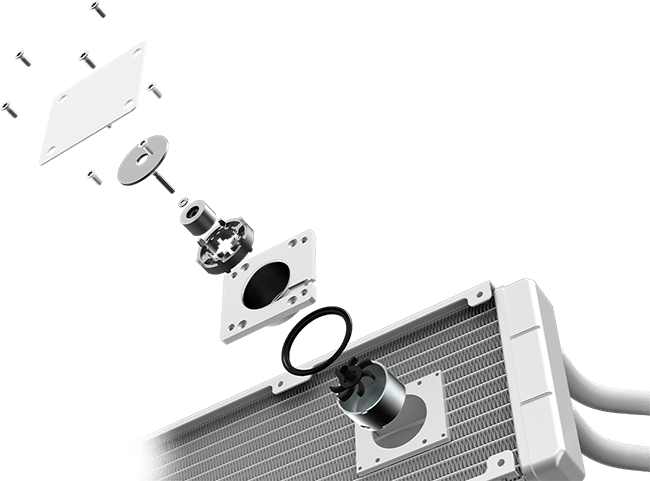 MAG CORELIQUID 360R V2 WHITE MSI Coreliquid 360R v2 white RADIATOR PUMP DESIGN