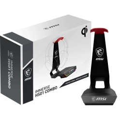 MSI GG HS01 HEADSET STAND + WIRELESS RGB CHARGER METAL KULAKLIK TUTUCU VE KABLOSUZ SARJ ALETI 15W HIZLI SARJ RGB GOSTERGE KAYMAZ TAB