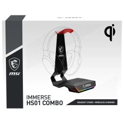 MSI GG HS01 HEADSET STAND + WIRELESS RGB CHARGER METAL KULAKLIK TUTUCU VE KABLOSUZ SARJ ALETI 15W HIZLI SARJ RGB GOSTERGE KAYMAZ TAB