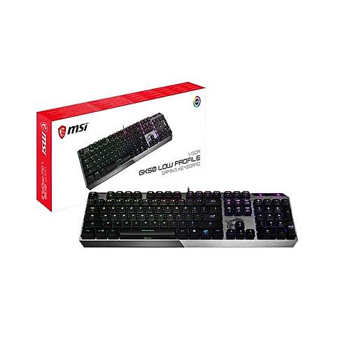 MSI GG VIGOR GK50 LOW PROFILE TR DUSUK PROFIL GERCEK MEKANIK KAILH SWITCH PER KEY RGB FIRCALANMIS METAL TUS YUZEYI TURKCE Q