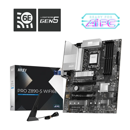 MSI PRO Z890-S WIFI6E SOKET 1851 DDR5 8800MHZ(OC) USB 20Gbps 3xM.2 HDMI DP 2.5G LAN WIFI 6E ATX