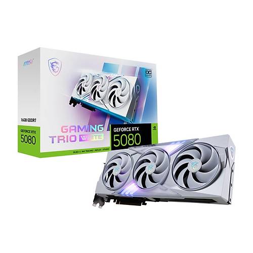 MSI VGA GEFORCE RTX 5080 16G GAMING TRIO OC WHITE RTX5080 16GB GDRR7 256 B DX12 PCIE 5.0 X16 (3XDP 1XHDMI)