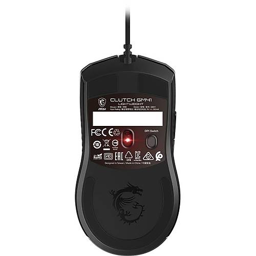 MSI GG CLUTCH GM41 LIGHTWEIGHT V2 65 GRAM ESPORTS GAMING MOUSE 16000 DPI 1MS POLLING PIXART PMW-3389 OPTIK SENSOR OMRON SWITCH RGB L