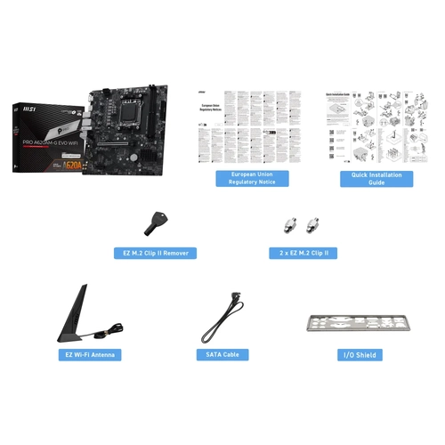 MSI PRO A620AM-G EVO WIFI DDR5 6800 MHz (OC) M.2x2 USB 3.2 HDMI DP Wi-Fi 6E ARGB mATX