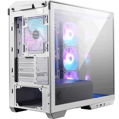 MSI MAG PANO M100R PZ WHITE TEMPERLI CAM 3X120MM 1X120MM ARGB FAN MATX BEYAZ PANORAMIK GAMING BILGISAYAR KASASI