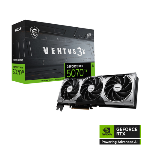 MSI VGA GEFORCE RTX 5070 TI 16G VENTUS 3X OC RTX5070TI 16GB GDRR7 256B DX12 PCIE 5.0 X16 (3XDP 1XHDMI)
