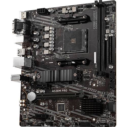MSI MB A520M PRO AM4 DDR4 4600(OC) VGA DVI HDMI M.2 USB3.2 MATX