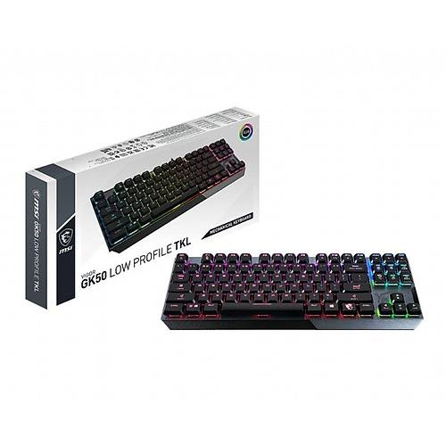 MSI GG VIGOR GK50 LOW PROFILE TKL TR DUSUK PROFIL SAYISAL TUS TAKIMSIZ KOMPAKT TKL TASARIM GERCEK MEKANIK KAILH SWITCH PER KEY RGB F