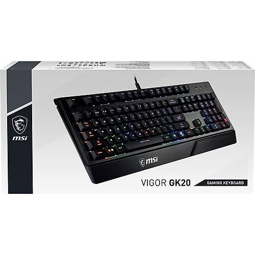 MSI GG VIGOR GK20 TR GAMING KEYBOARD RAINBOW ARKA AYDINLATMA ANTIGHOSTING MEMBRAN SIVI DOKULMESINE DAYANIKLI OYUNCU KLAVYESI TURKCE
