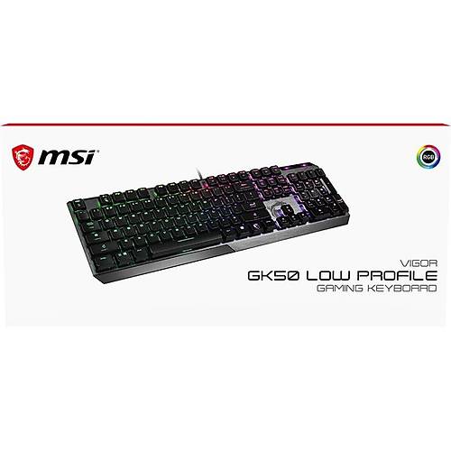 MSI GG VIGOR GK50 LOW PROFILE TR DUSUK PROFIL GERCEK MEKANIK KAILH SWITCH PER KEY RGB FIRCALANMIS METAL TUS YUZEYI TURKCE Q